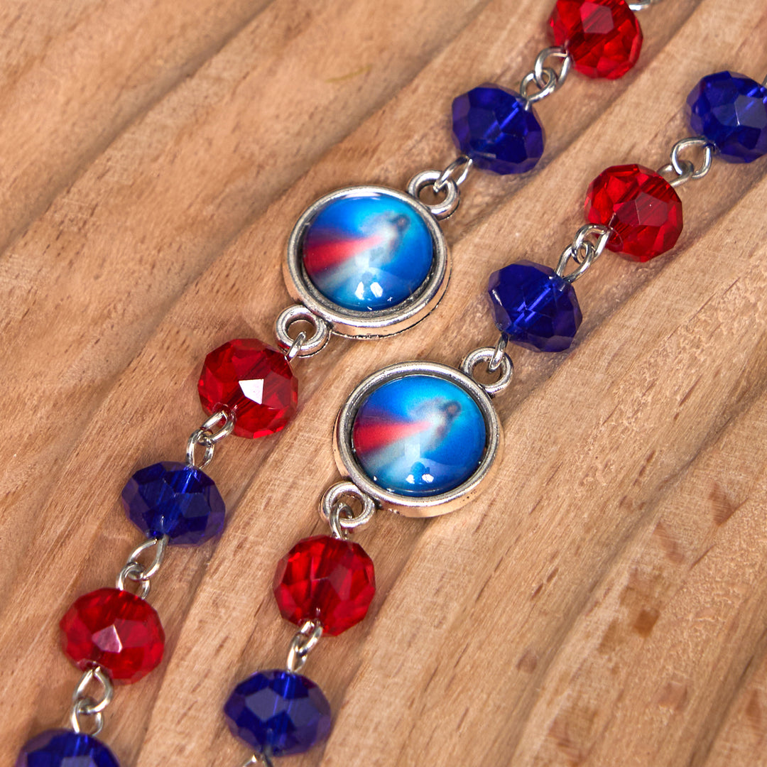 Christianartworkshop Sacred Heart of Jesus & Crucifix of 6*8 mm Polyhedron Multicolor Crystal Alloy Chain Rosary - image 5