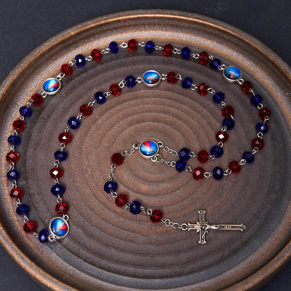 Christianartworkshop Sacred Heart of Jesus & Crucifix of 6*8 mm Polyhedron Multicolor Crystal Alloy Chain Rosary - image 2