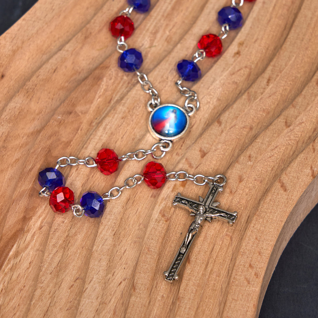 Christianartworkshop Sacred Heart of Jesus & Crucifix of 6*8 mm Polyhedron Multicolor Crystal Alloy Chain Rosary - image 4