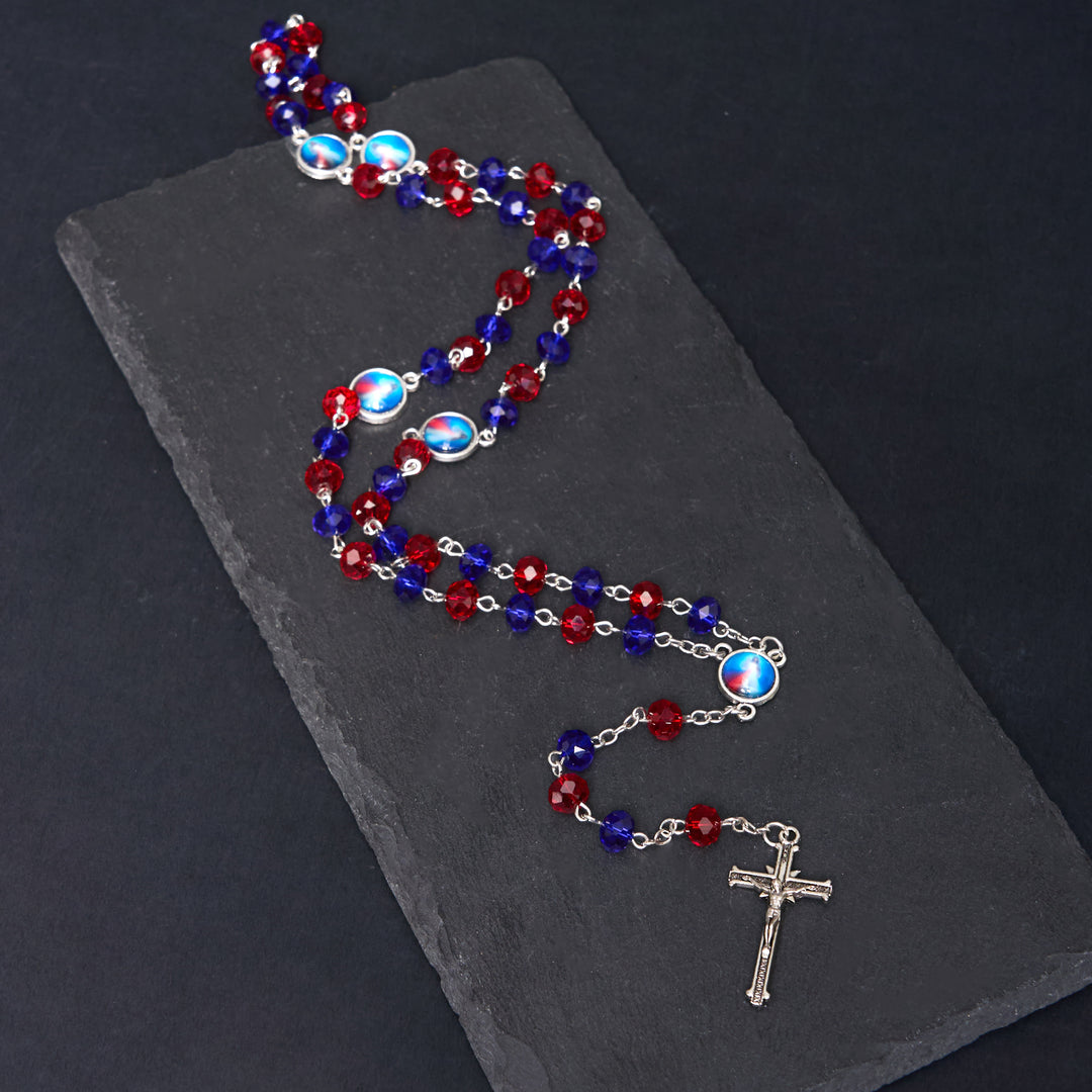 Christianartworkshop Sacred Heart of Jesus & Crucifix of 6*8 mm Polyhedron Multicolor Crystal Alloy Chain Rosary - image 6