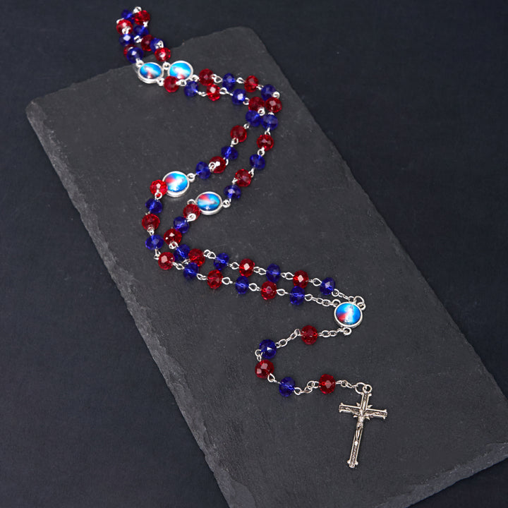 Christianartworkshop Sacred Heart of Jesus & Crucifix of 6*8 mm Polyhedron Multicolor Crystal Alloy Chain Rosary - image 6