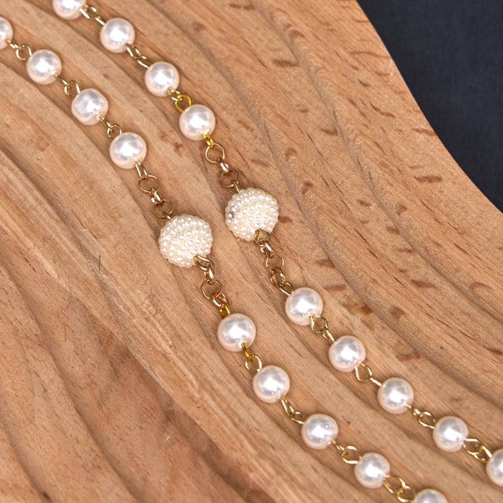 Christianartworkshop St. Benedict Medal & Miraculous Medal of 6*10 mm Round White Pearl Alloy Chain Rosary - image 6