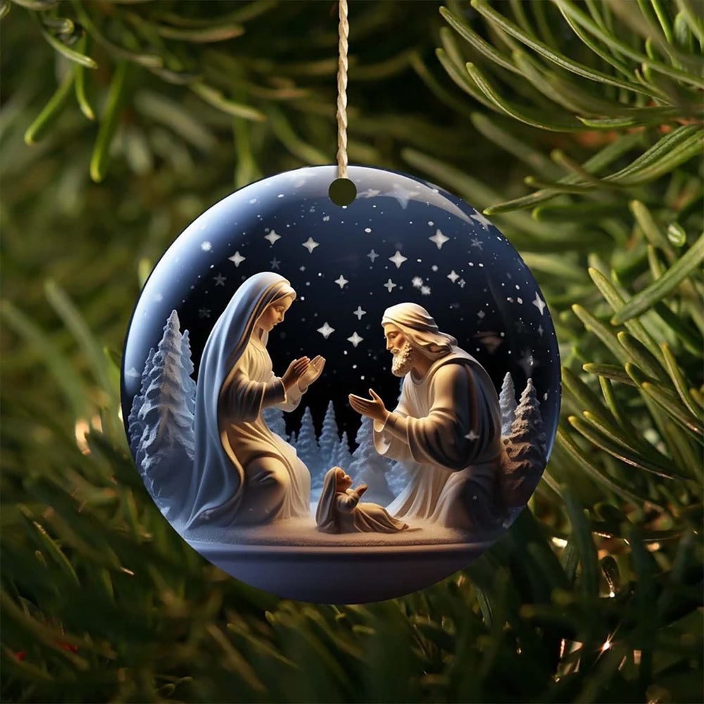 Christianartworkshop Classic Colored Style Acrylic Nativity Scene Holy Night Pendant Christmas Nativity Hanging Ornaments - image 2