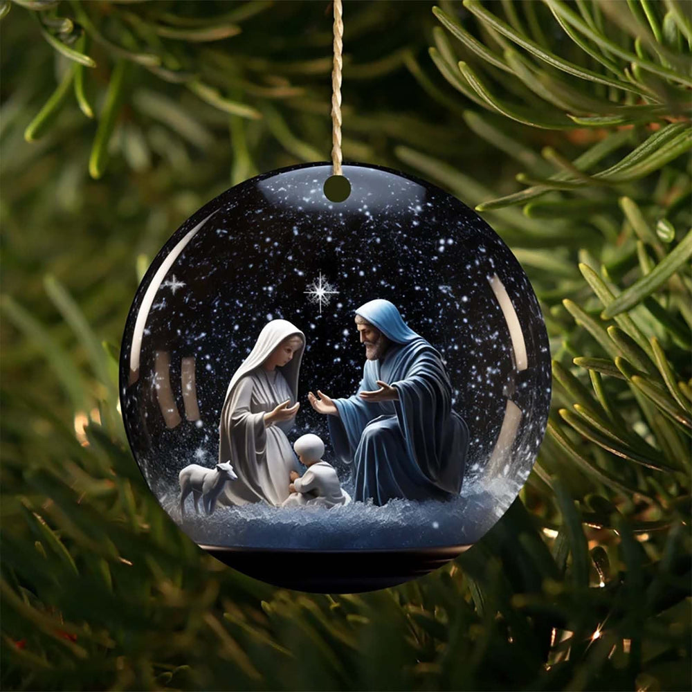 Christianartworkshop Classic Colored Style Starry Sky Nativity Scene Acrylic Pendant Christmas Nativity Hanging Ornaments - image 2