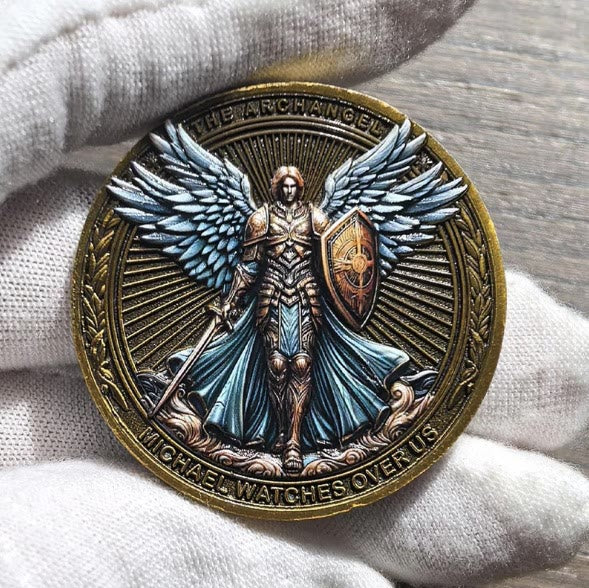 Christianartworkshop Classic Style the Archangel Michael Watch Over Us Protection Strengthen Connection Coin - image 4