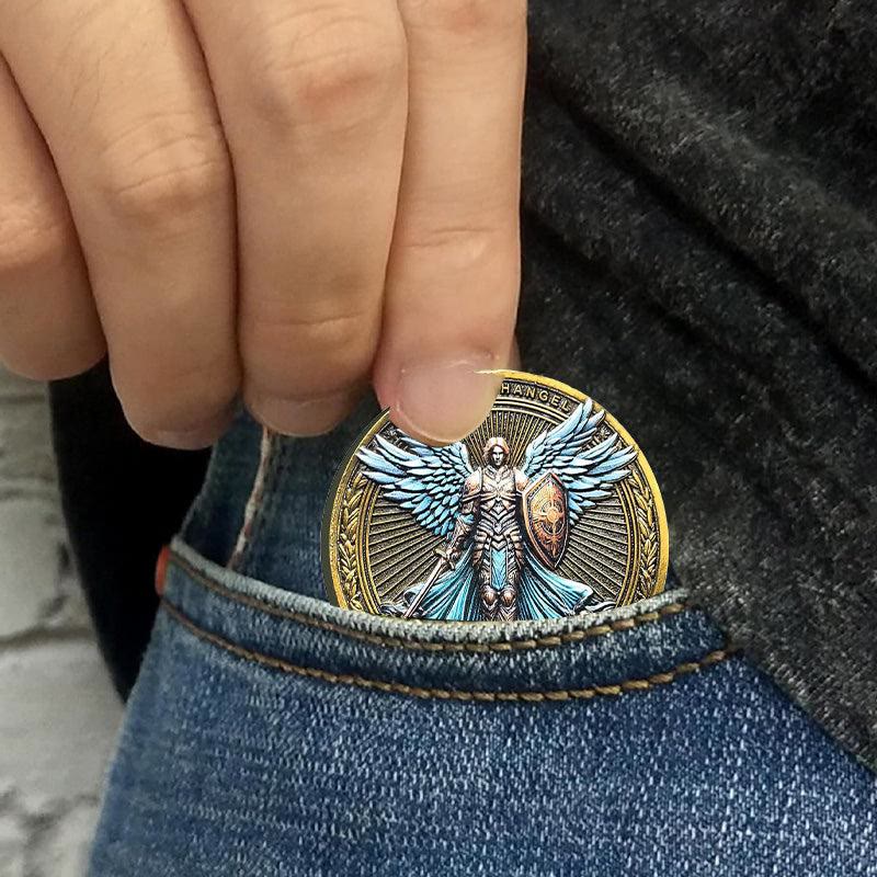 Christianartworkshop Classic Style the Archangel Michael Watch Over Us Protection Strengthen Connection Coin - image 3