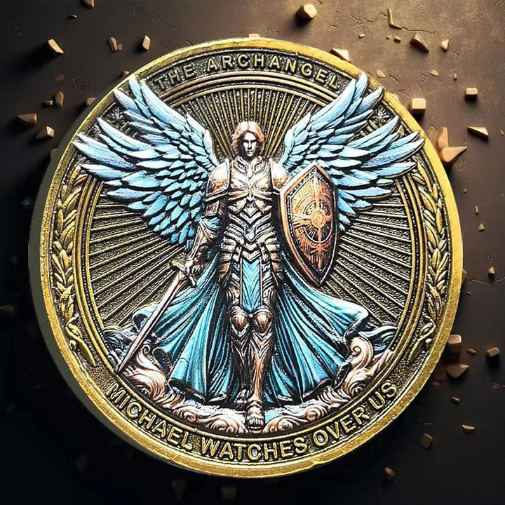 Christianartworkshop Classic Style the Archangel Michael Watch Over Us Protection Strengthen Connection Coin - image 6