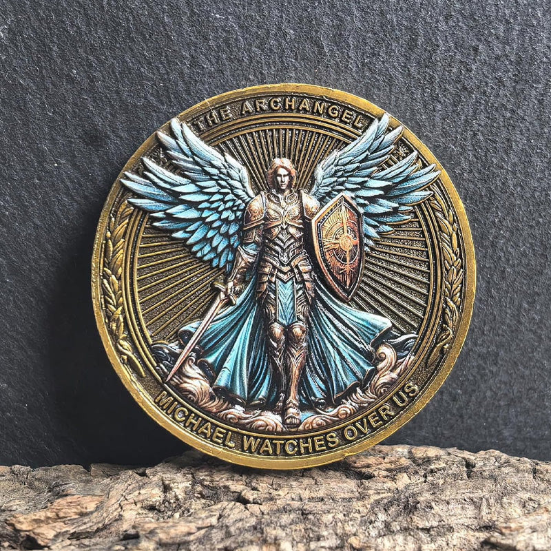 Christianartworkshop Classic Style the Archangel Michael Watch Over Us Protection Strengthen Connection Coin - Archangel Michael - image 1