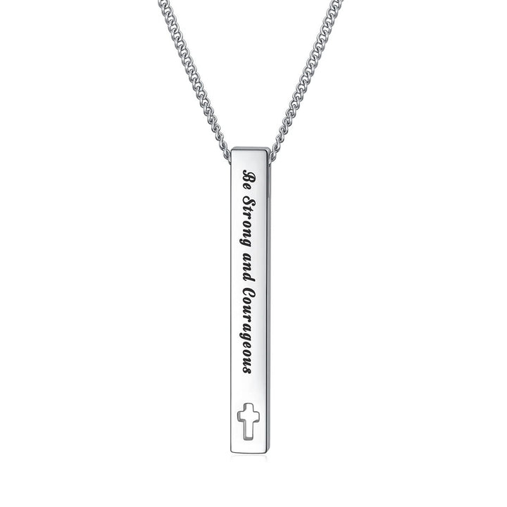 Christianartworkshop Minimalist Design Style Bible Verse Strength Faith Inspiration Pendant Necklace (8 Verses) - Be Strong and Courageous - image 5