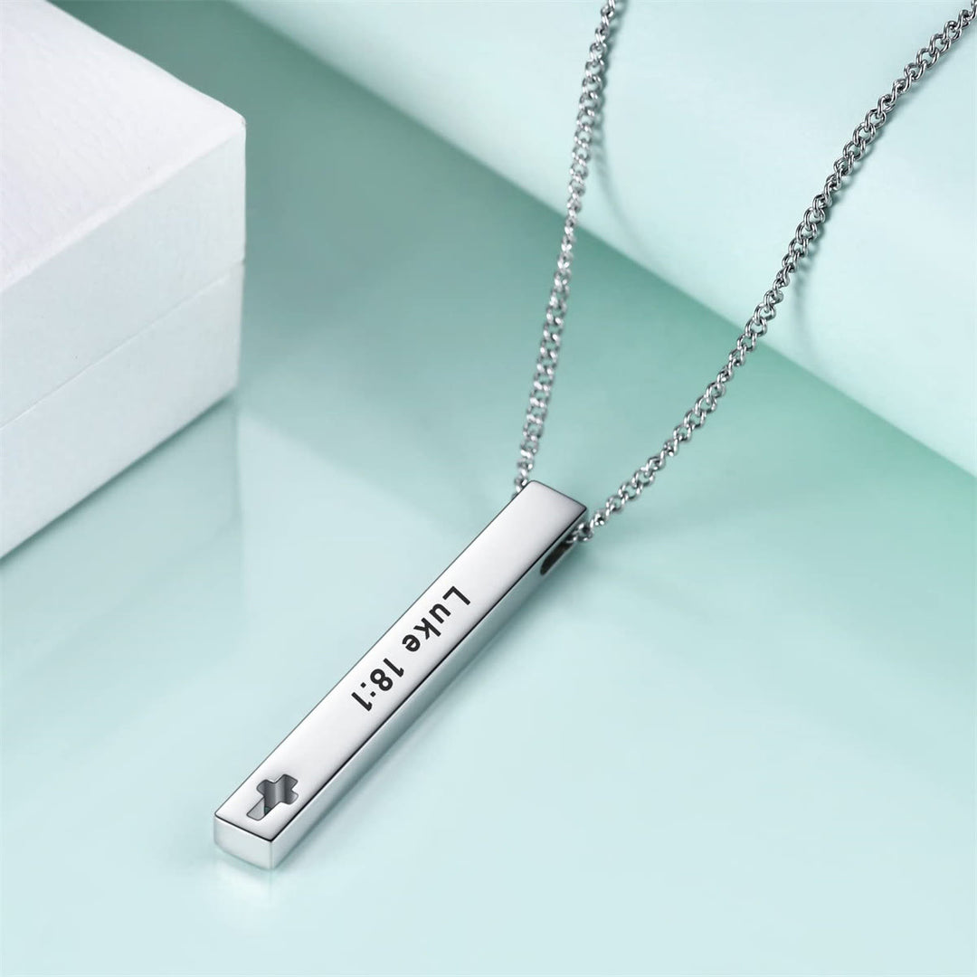 Christianartworkshop Minimalist Design Style Bible Verse Strength Faith Inspiration Pendant Necklace (8 Verses) - image 1
