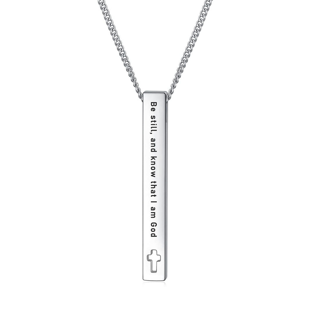 Christianartworkshop Minimalist Design Style Bible Verse Strength Faith Inspiration Pendant Necklace (8 Verses) - Be still and know that I am God - image 6