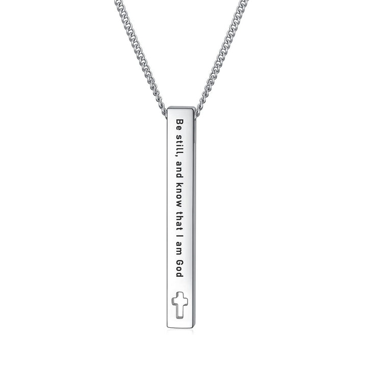 Christianartworkshop Minimalist Design Style Bible Verse Strength Faith Inspiration Pendant Necklace (8 Verses) - Be still and know that I am God - image 6