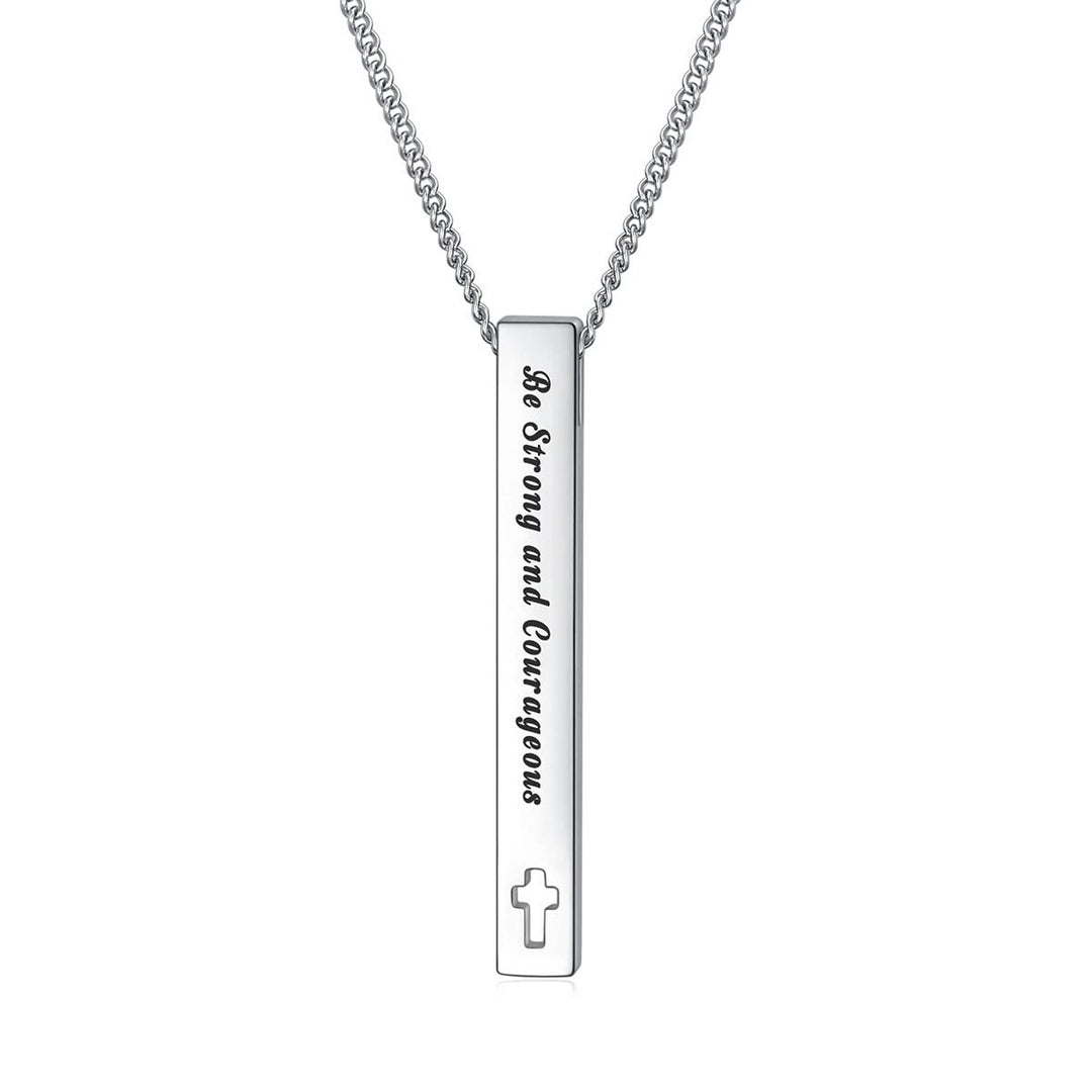 Christianartworkshop Minimalist Design Style Bible Verse Strength Faith Inspiration Pendant Necklace (8 Verses) - Be Strong and Courageous - image 6