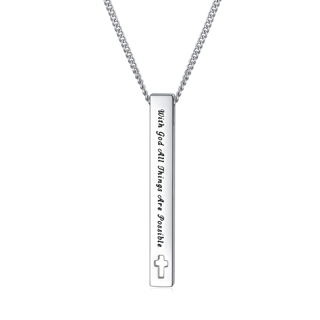 Christianartworkshop Minimalist Design Style Bible Verse Strength Faith Inspiration Pendant Necklace (8 Verses) - With God All Things Are Possible - image 11