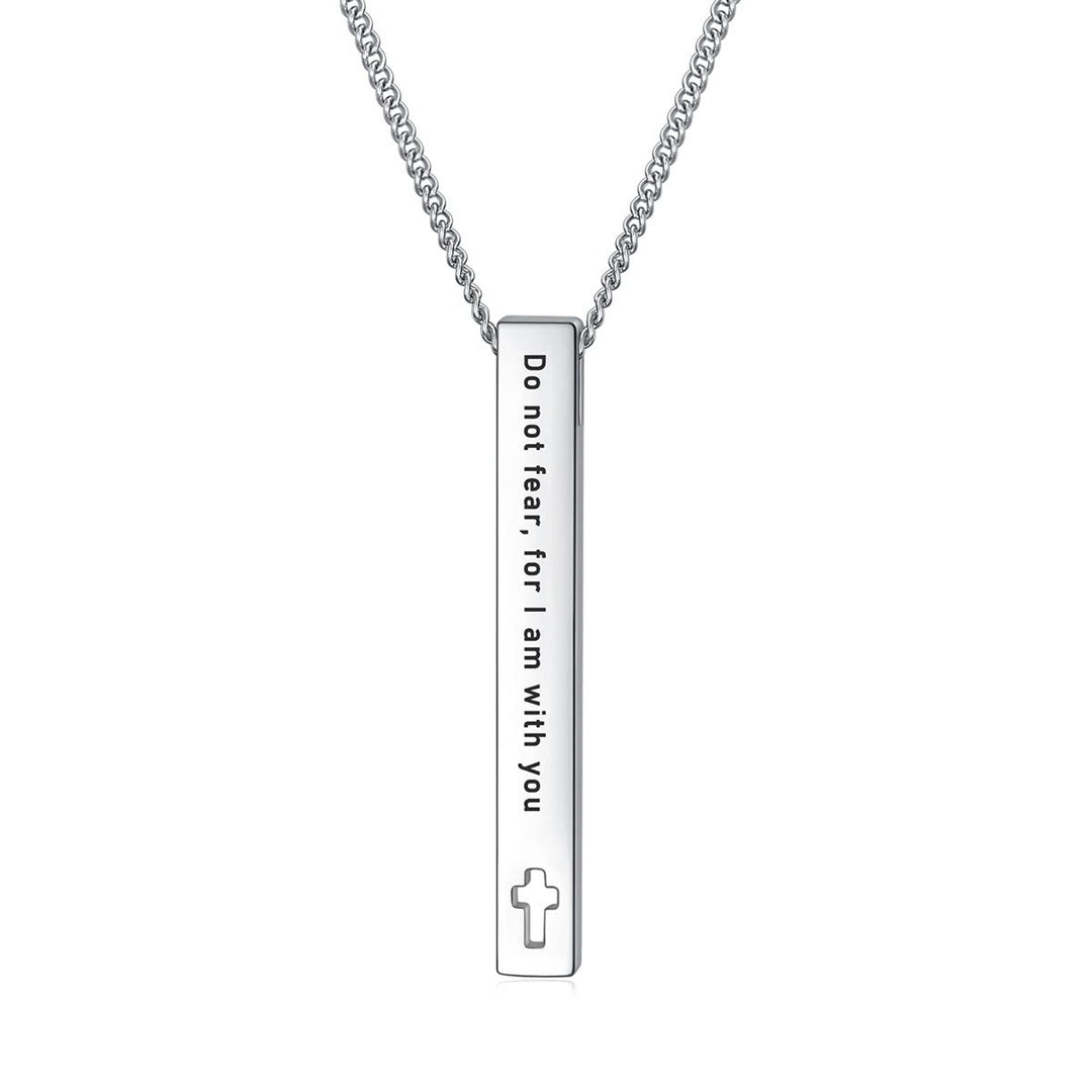 Christianartworkshop Minimalist Design Style Bible Verse Strength Faith Inspiration Pendant Necklace (8 Verses) - Do not fear for I am with you - image 7
