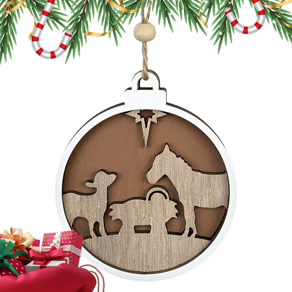 Christianartworkshop Minimalist Style Wooden Lamb Figure Nativity Scene Pendant Christmas Nativity Hanging Ornaments - image 2