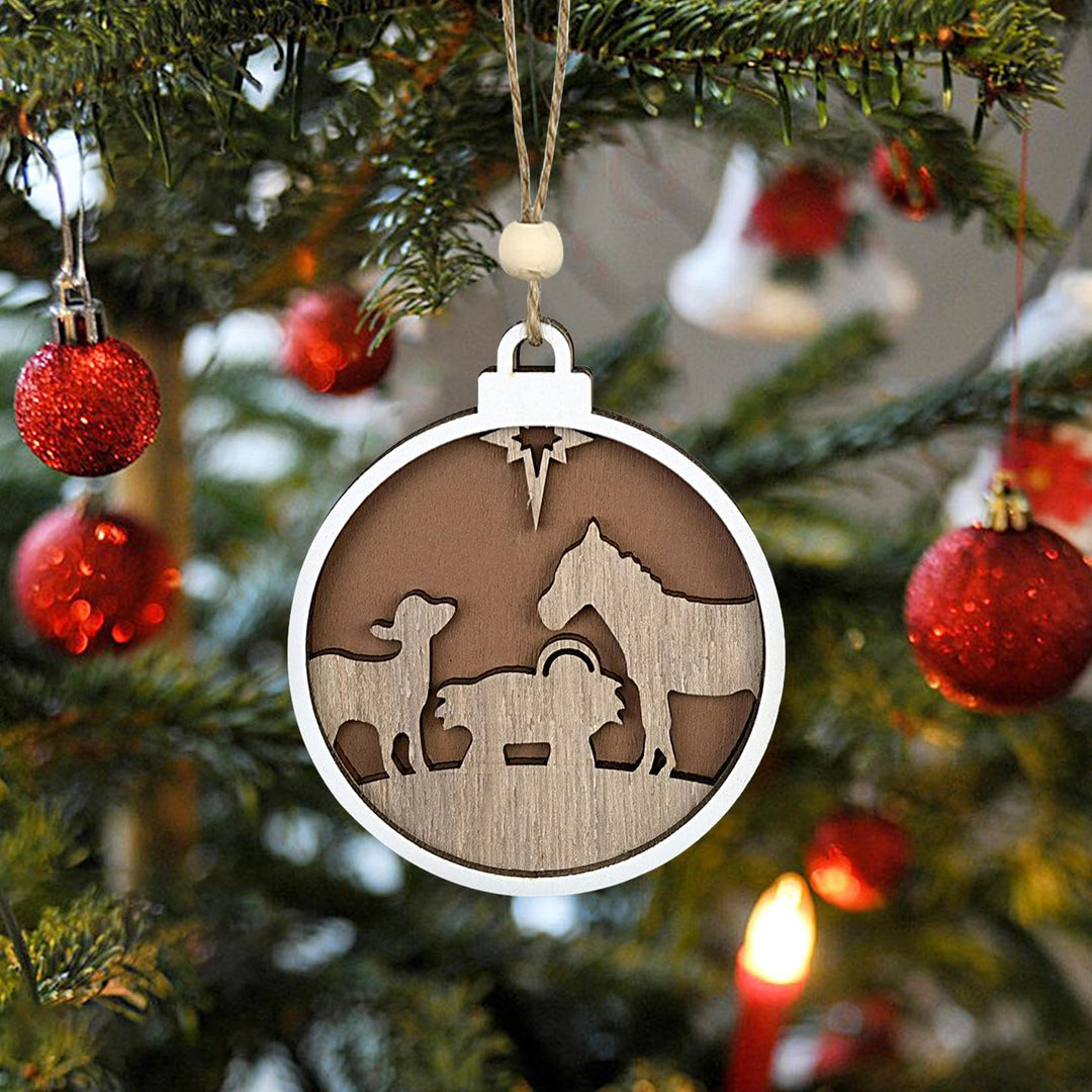 Christianartworkshop Minimalist Style Wooden Lamb Figure Nativity Scene Pendant Christmas Nativity Hanging Ornaments - Nativity Scene - image 1