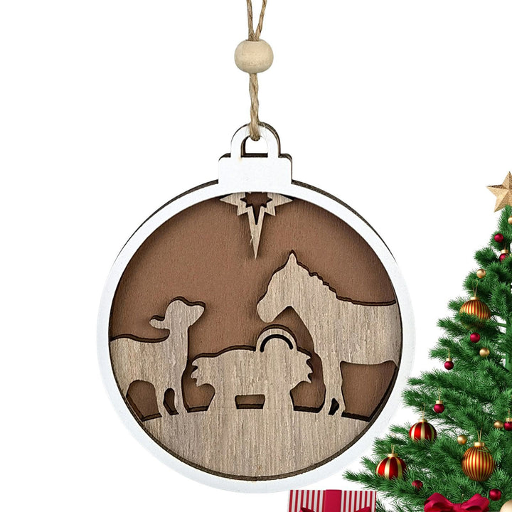 Christianartworkshop Minimalist Style Wooden Lamb Figure Nativity Scene Pendant Christmas Nativity Hanging Ornaments - image 3