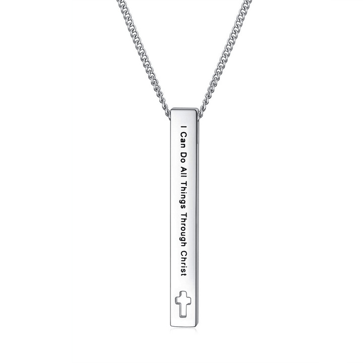 Christianartworkshop Minimalist Design Style Bible Verse Strength Faith Inspiration Pendant Necklace (8 Verses) - I Can Do All Things Through Christ - image 10