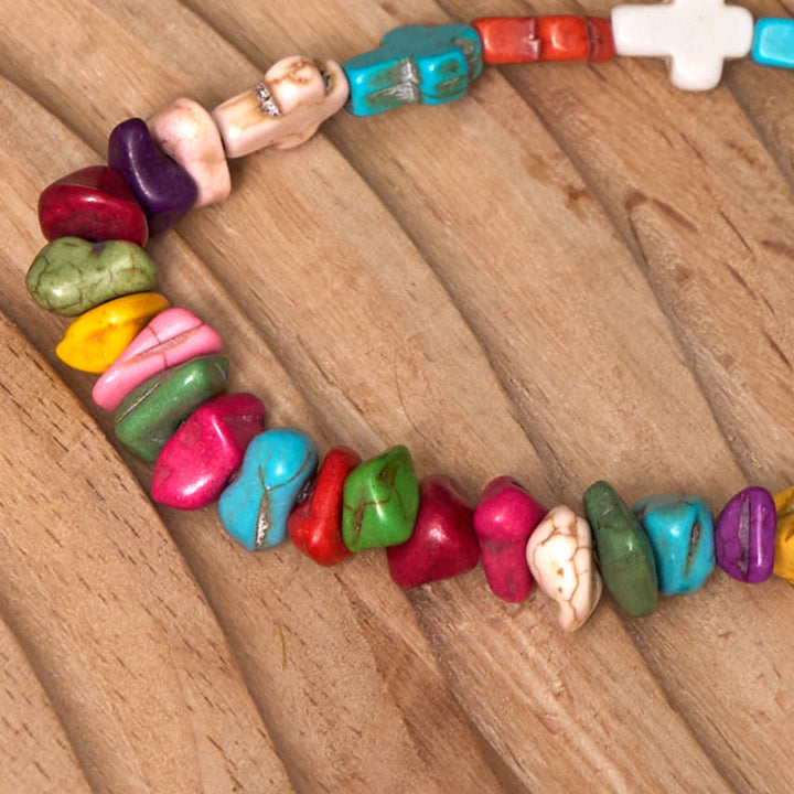 Christianartworkshop Colorful Bohemia Style Virgin Mary Rose & Cross Turquoise Bracelet - image 4