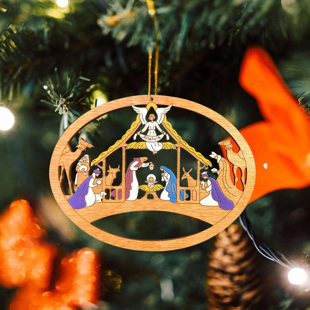 Christianartworkshop Colored Style Nativity Scene The Holy Family Christmas Nativity Hanging Ornaments - Nativity Scene - image 1
