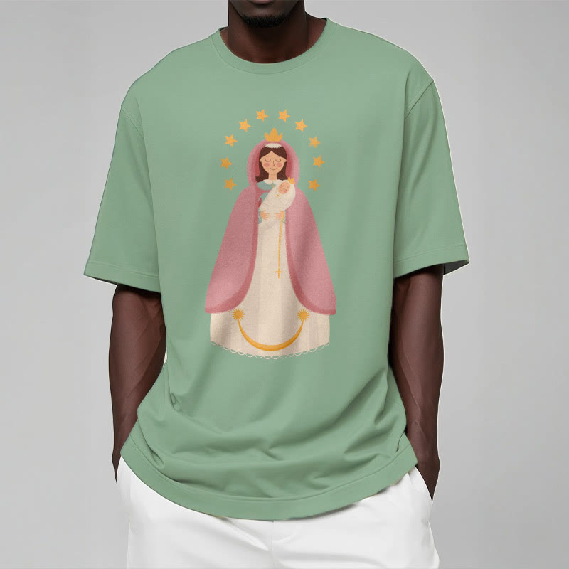 Christianartworkshop Minimalist Style Divine Virgin Mary and Child Short Sleeve T-shirt - image 12