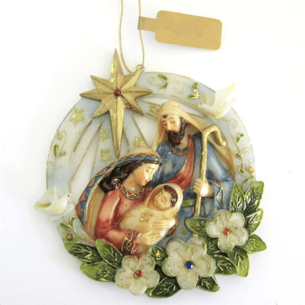 Christianartworkshop Classic Colored Style Stereo Nativity Scene Resin Christmas Nativity Hanging Ornaments - Nativity Scene - image 1