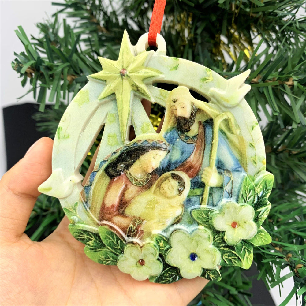 Christianartworkshop Classic Colored Style Stereo Nativity Scene Resin Christmas Nativity Hanging Ornaments - image 2