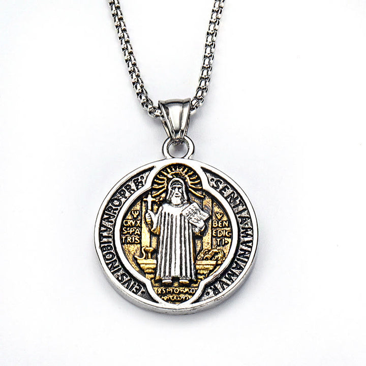 Christianartworkshop Classic Retro Style Crafted St. Benedict Sacred Protection Pendant Necklace - image 9