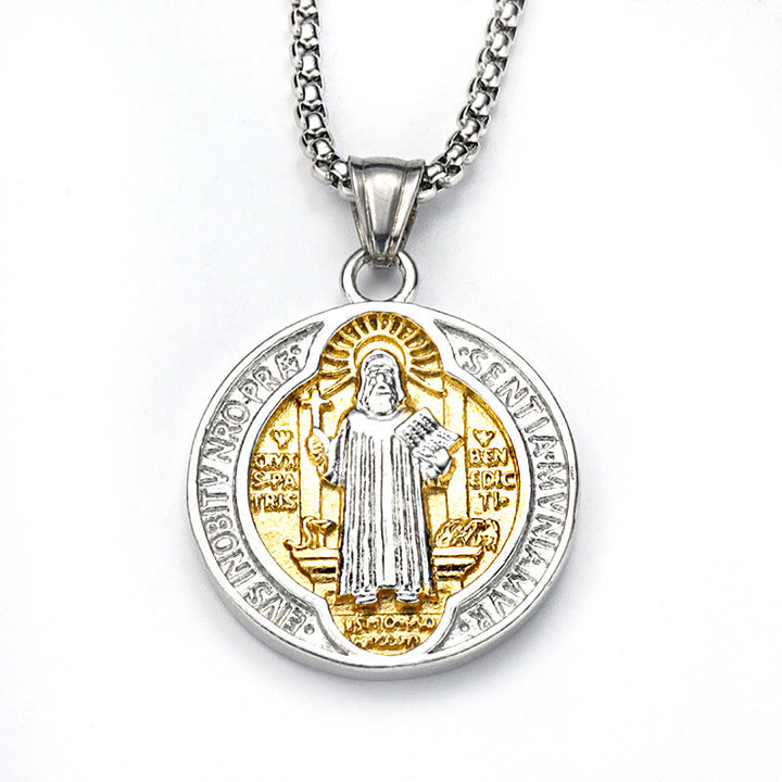 Christianartworkshop Classic Retro Style Crafted St. Benedict Sacred Protection Pendant Necklace - image 8
