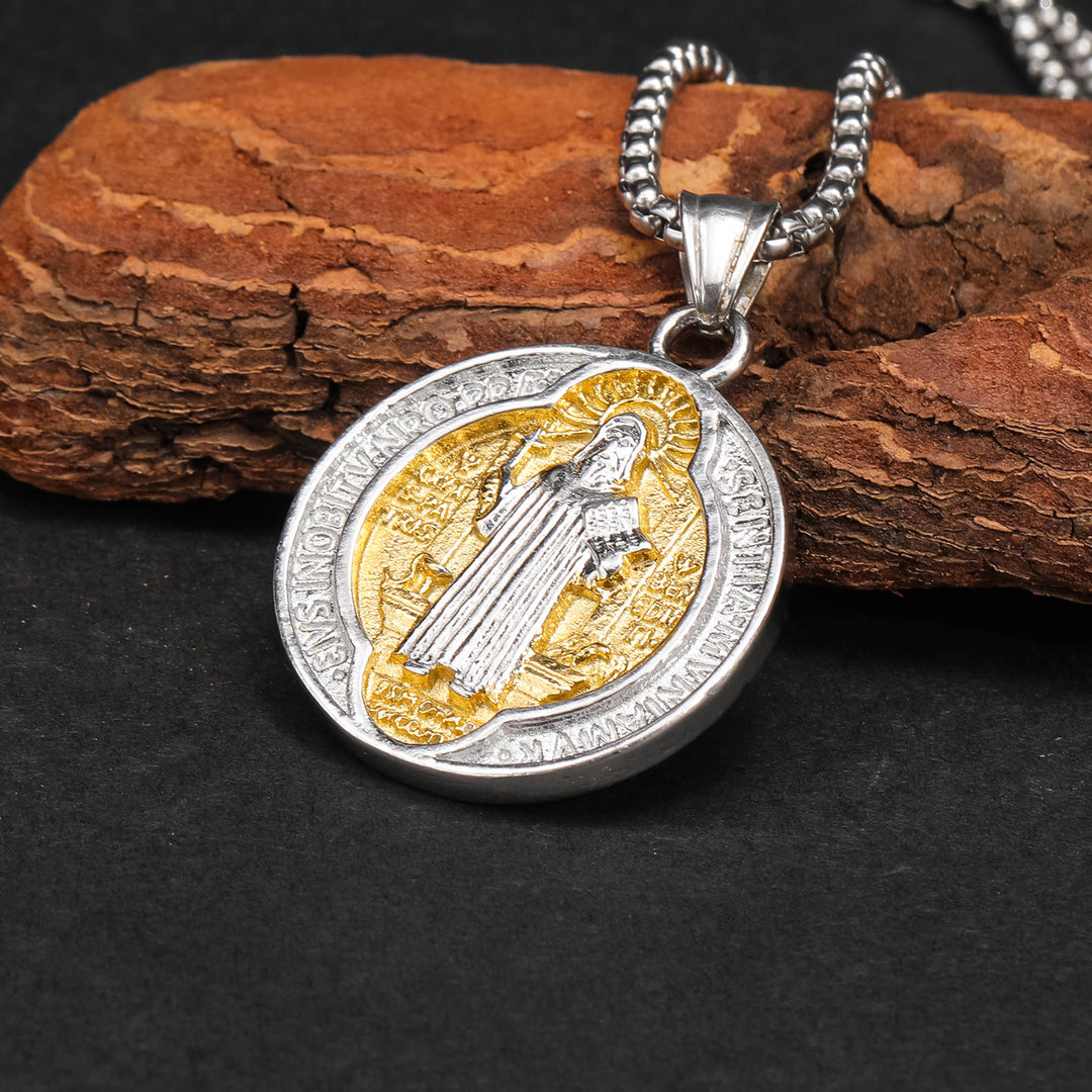 Christianartworkshop Classic Retro Style Crafted St. Benedict Sacred Protection Pendant Necklace - image 2
