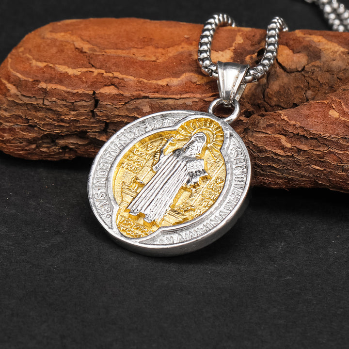 Christianartworkshop Classic Retro Style Crafted St. Benedict Sacred Protection Pendant Necklace - image 2