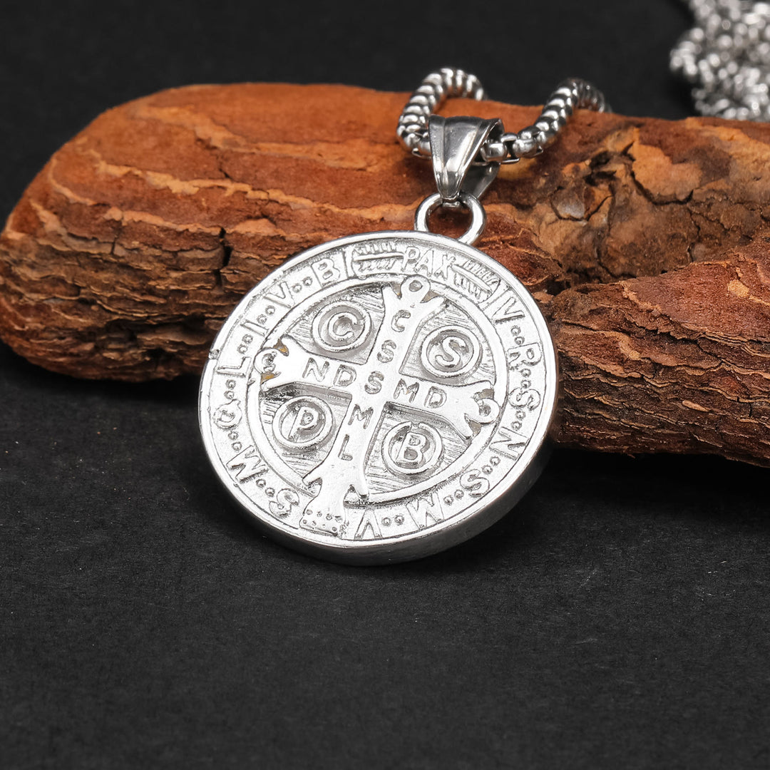 Christianartworkshop Classic Retro Style Crafted St. Benedict Sacred Protection Pendant Necklace - image 3