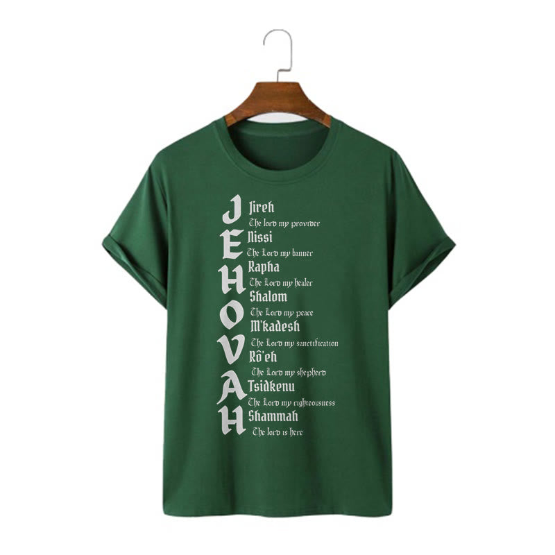 Christianartworkshop Minimalist Style Names Of Jehovah Short Sleeve T-shirt - Dark Green - 2XL - image 7
