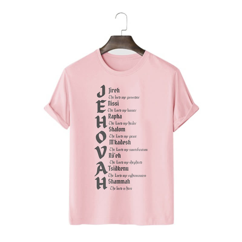 Christianartworkshop Minimalist Style Names Of Jehovah Short Sleeve T-shirt - Pink - 2XL - image 11