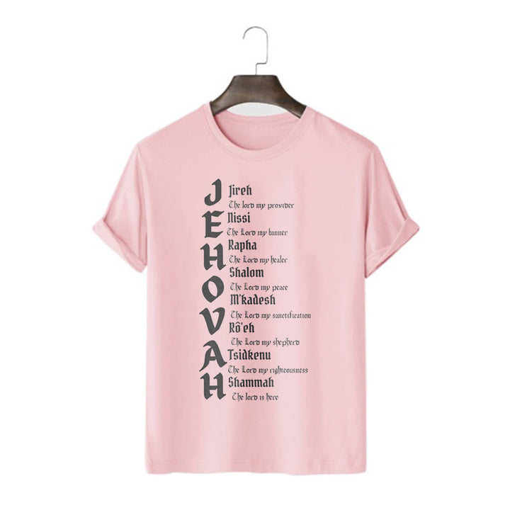 Christianartworkshop Minimalist Style Names Of Jehovah Short Sleeve T-shirt - Pink - 2XL - image 11