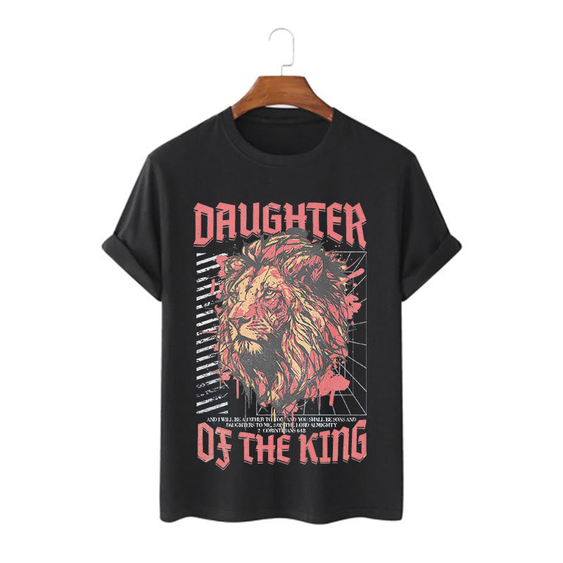 Christianartworkshop Modern Style Daughter Of The King Lion Head Short Sleeve T-shirt - Black - 2XL - image 2