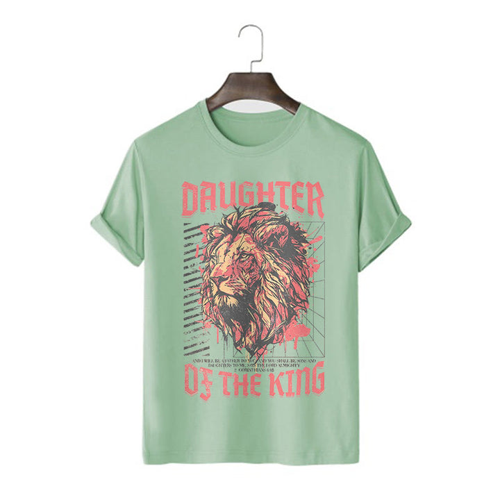 Christianartworkshop Modern Style Daughter Of The King Lion Head Short Sleeve T-shirt - Light Green - 2XL - image 5