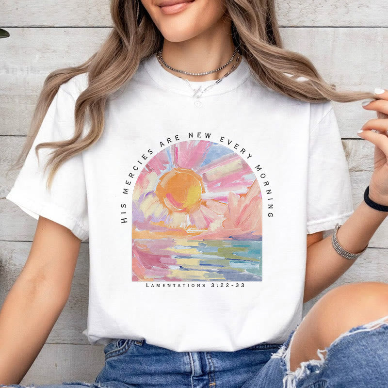 Christianartworkshop Colored Style His Mercies Are New Every Morning Short Sleeve T-shirt - image 1
