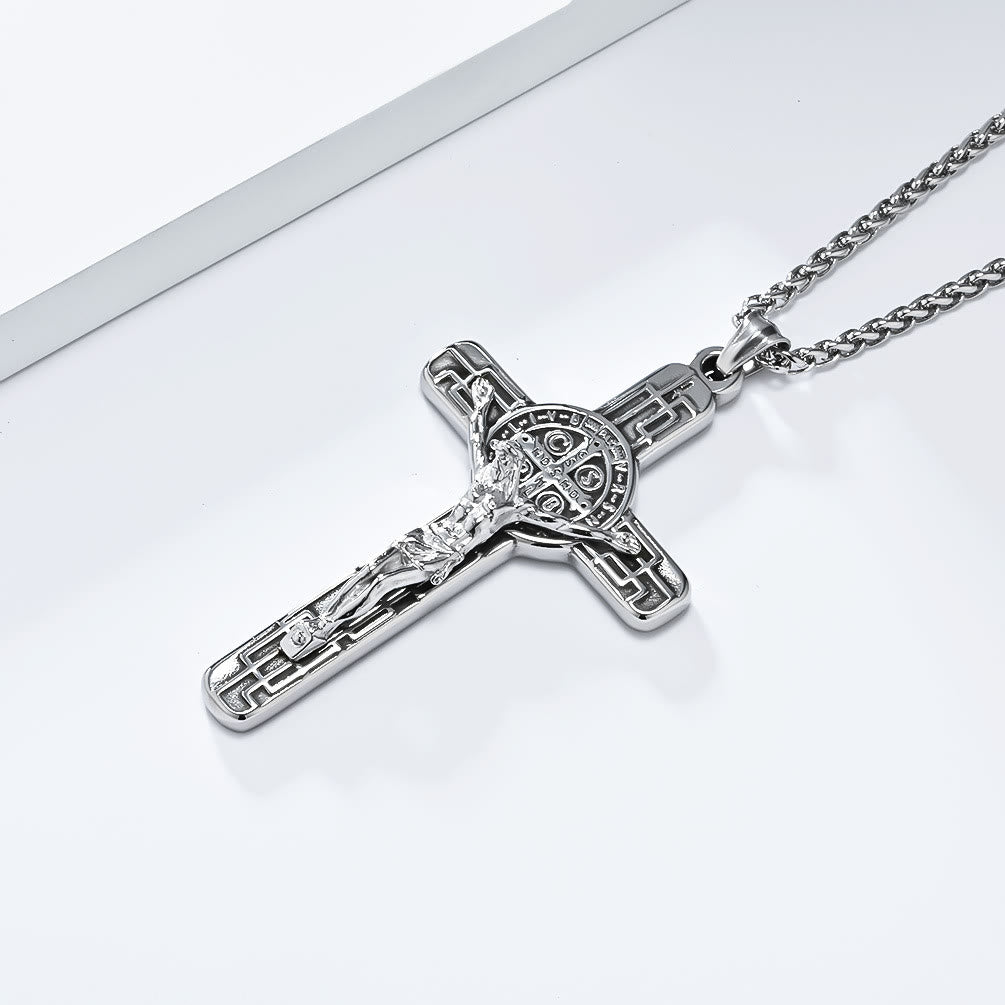 Christianartworkshop Classic Retro Style Crucifix St. Benedict Medal Protection Pendant Necklace - image 7