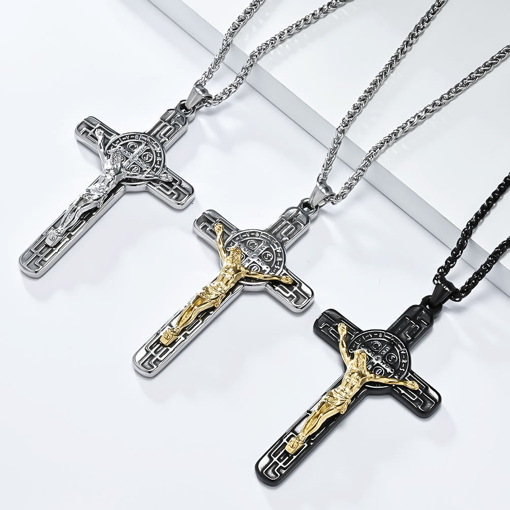 Christianartworkshop Classic Retro Style Crucifix St. Benedict Medal Protection Pendant Necklace - image 4