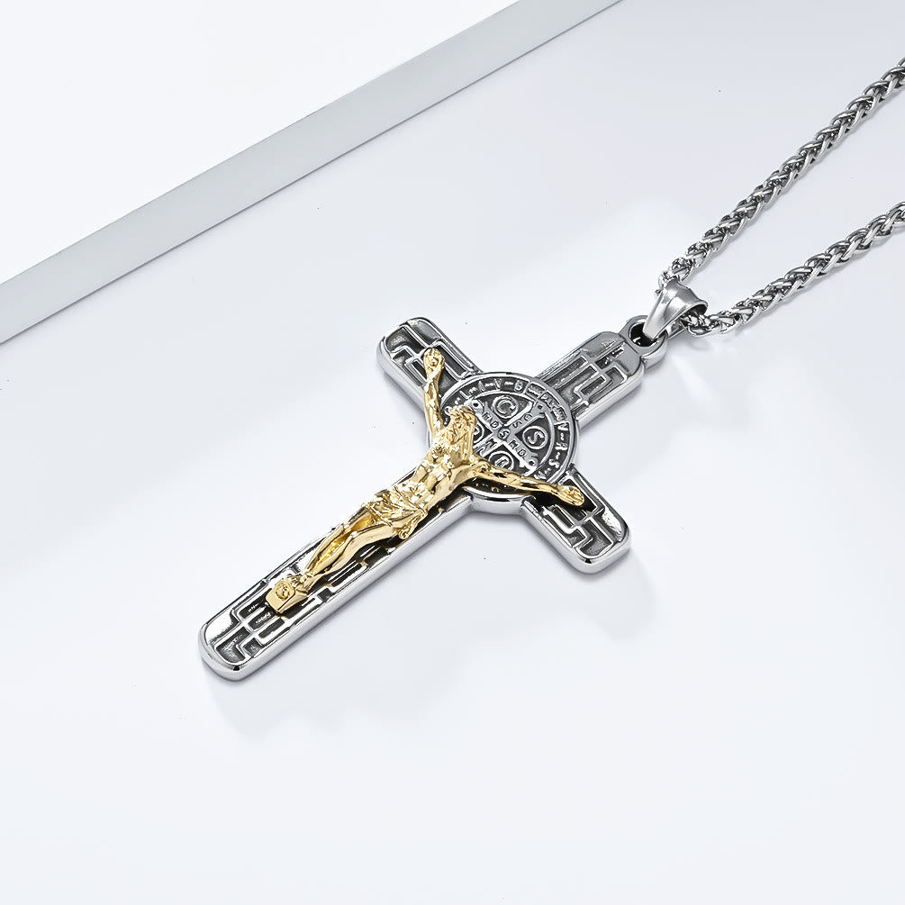 Christianartworkshop Classic Retro Style Crucifix St. Benedict Medal Protection Pendant Necklace - image 8
