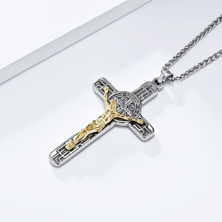 Christianartworkshop Classic Retro Style Crucifix St. Benedict Medal Protection Pendant Necklace - image 8