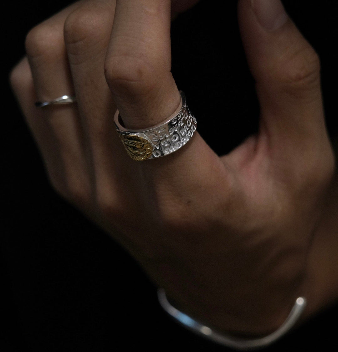 Christianartworkshop Retro Style Two-tone Gold Miraculous Medal Blessing Mary Alloy Adjustable Ring - image 3