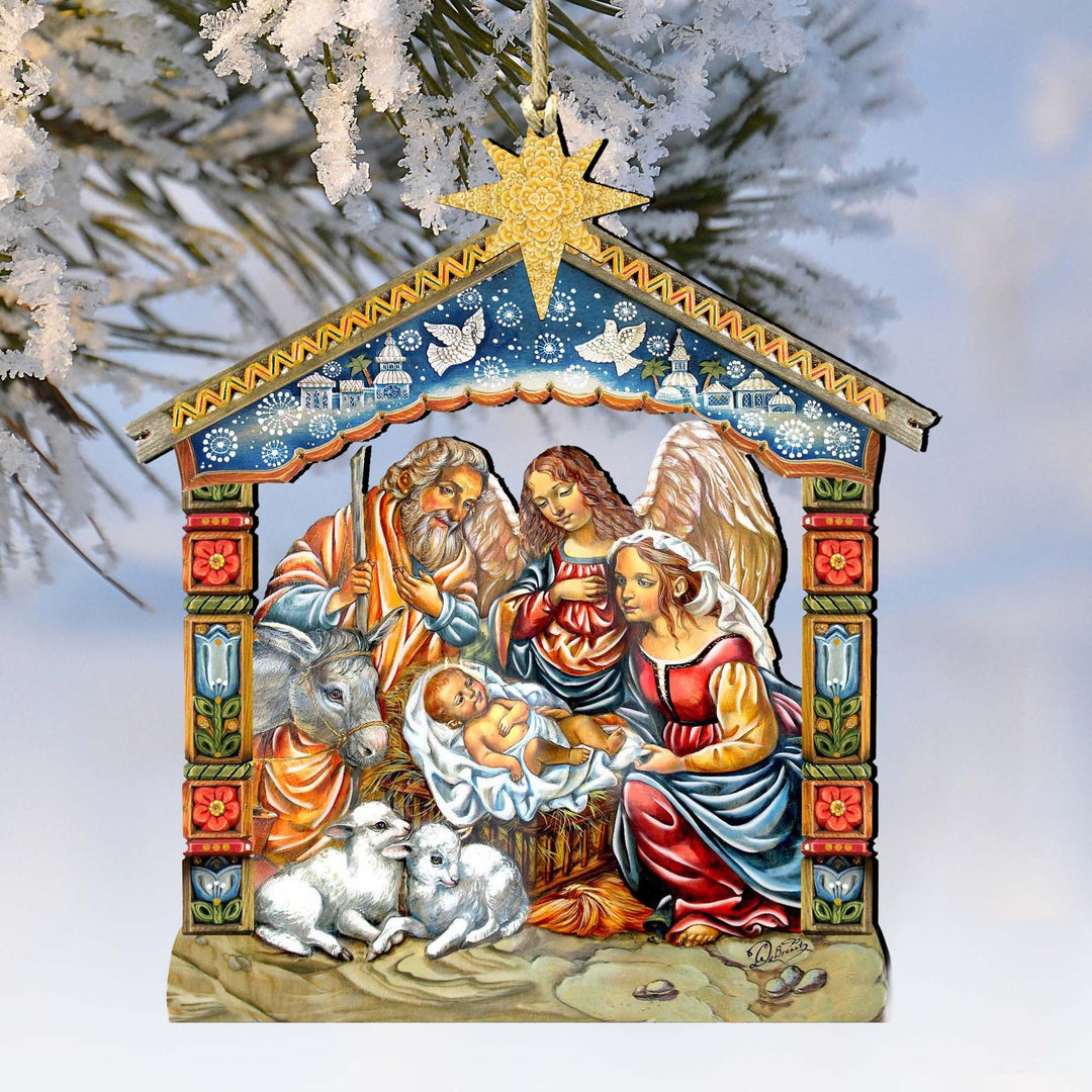 Christianartworkshop Colored Style Nativity Scene Star Topper Christmas Nativity Hanging Ornaments - Nativity Scene - image 1