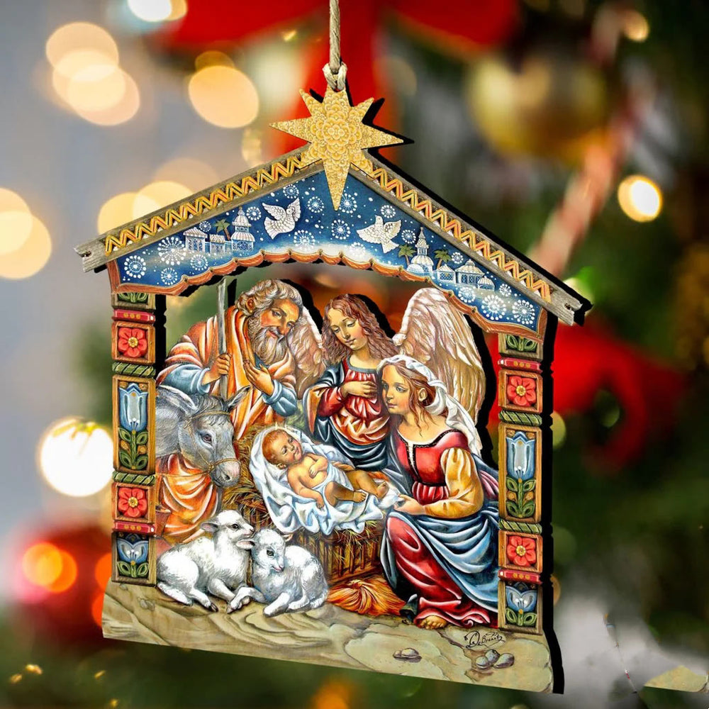 Christianartworkshop Colored Style Nativity Scene Star Topper Christmas Nativity Hanging Ornaments - image 2
