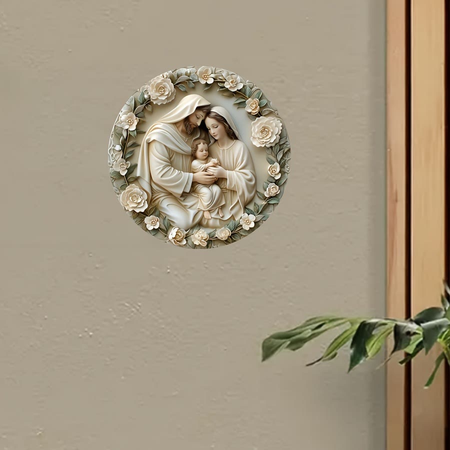 Christianartworkshop Realistic Style Stereo Nativity Scene Floral Wreath Christmas Nativity Hanging Ornaments - image 4