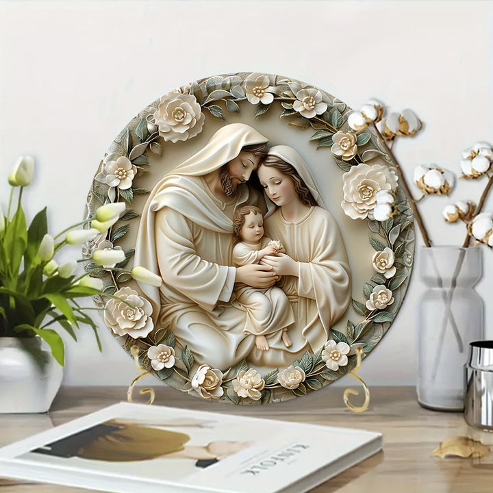 Christianartworkshop Realistic Style Stereo Nativity Scene Floral Wreath Christmas Nativity Hanging Ornaments - image 2