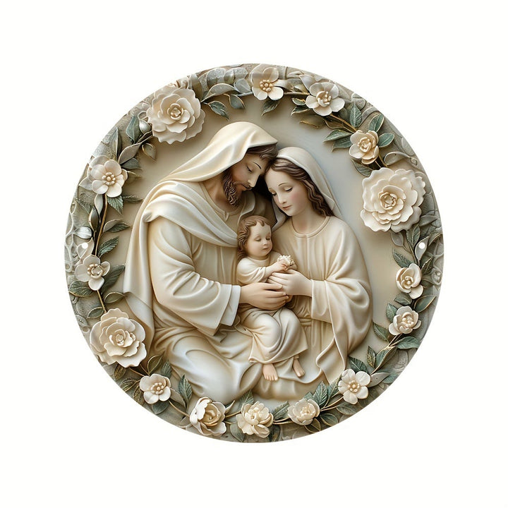 Christianartworkshop Realistic Style Stereo Nativity Scene Floral Wreath Christmas Nativity Hanging Ornaments - image 5