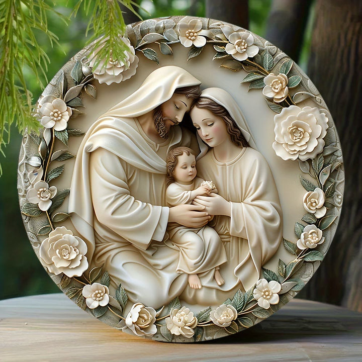 Christianartworkshop Realistic Style Stereo Nativity Scene Floral Wreath Christmas Nativity Hanging Ornaments - Nativity Scene - image 1